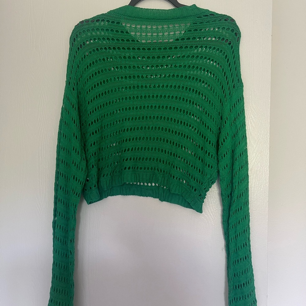 SHEIN Green Crew Neck Cropped Sweater